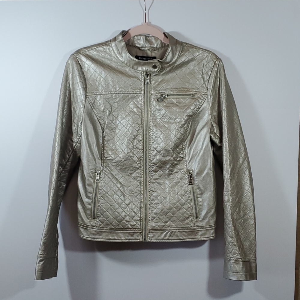 Coffeeshop Metalic Moto Jacket Sz Large